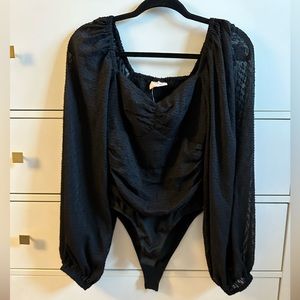 Black bodysuit, sheer sleeve, size 4